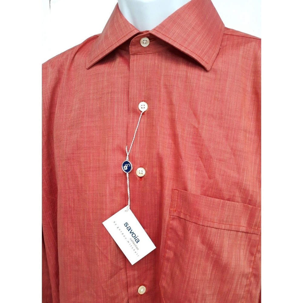 Savoia by Gordon Mitchell mens long sleeve button front shirt Size L 16 1/2 NEW - Picture 2 of 4